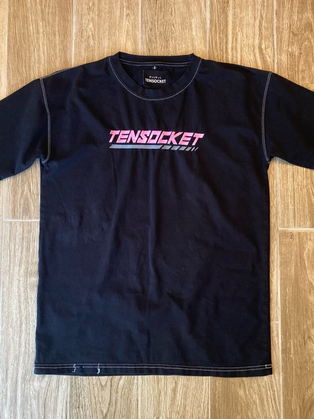 TENSOCKET Black Tee with Pink Logo